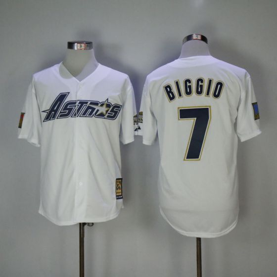 Men Houston Astros #7 Craig Biggio White Game 1981 MLB Jerseys->cleveland indians->MLB Jersey